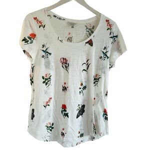 Lucky Brand Floral Butterfly Short Sleeve Top